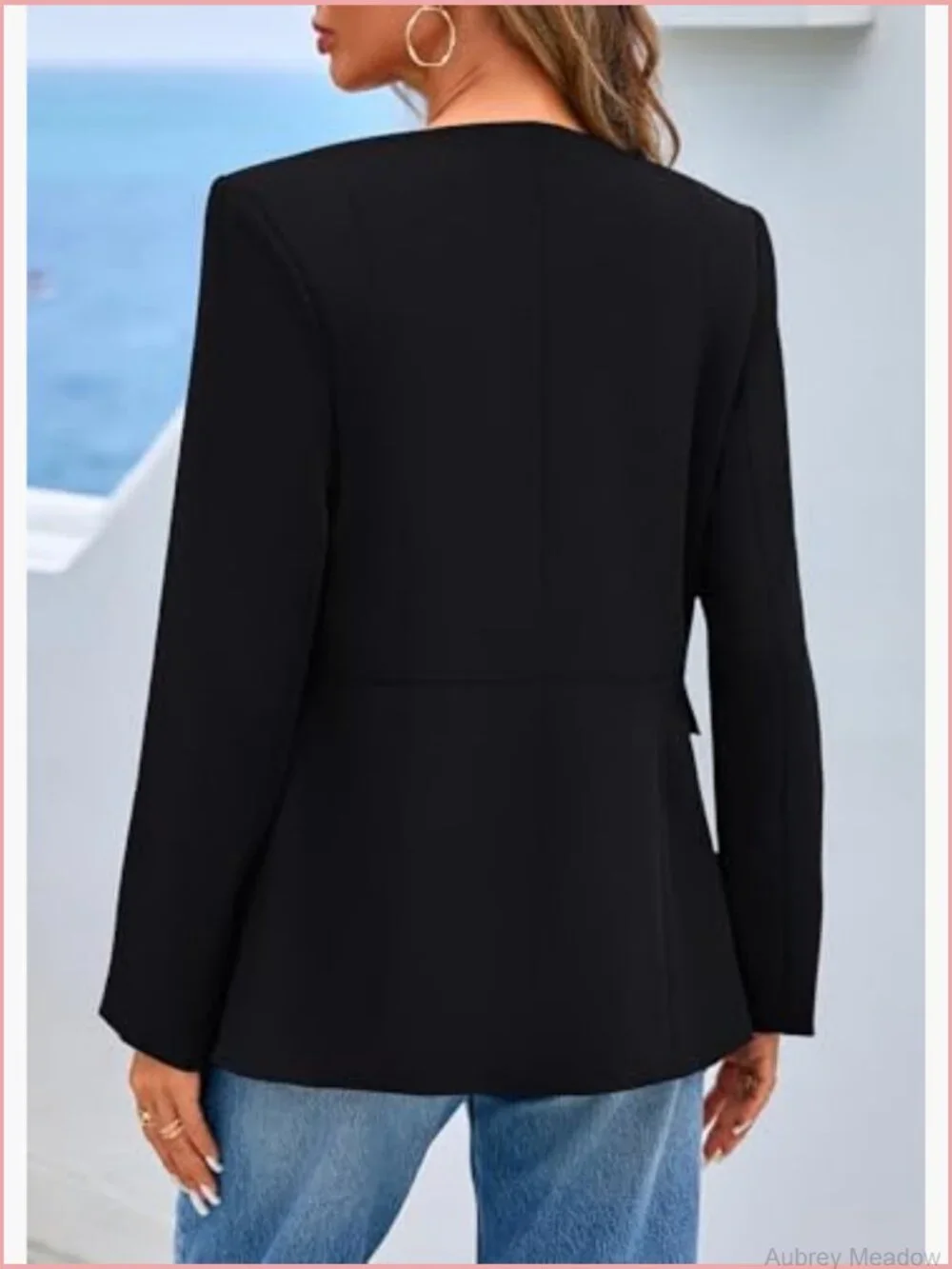 Women's Long Sleeve Blazer Button Down Suit Jacket Work Office